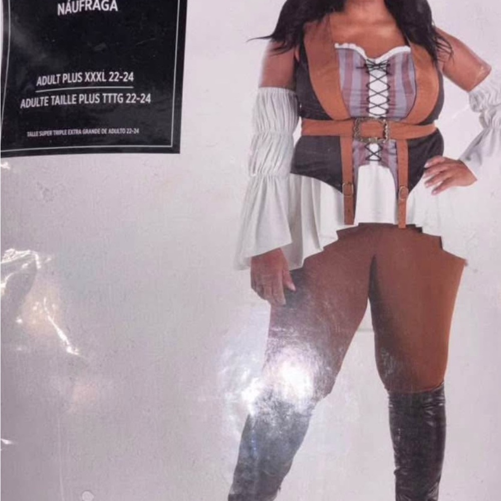 Plus size Brown and White Pirate Costume